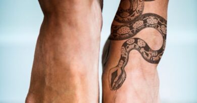 tatuagem feminina de cobra no tornozelo